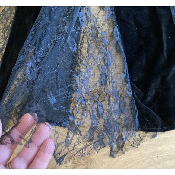 Velvet Sequins Lace M Gothic Dress Elvira Morticia Addams Cosplay Dark Fairy - Picture 7 of 16